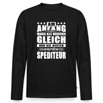Am Anfang Waren Alle Menschen Gleich Spediteur - Männer Premium Bio Langarmshirt - Schwarz - Vorne - Nico (187cm)