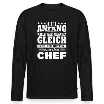 Am Anfang Waren Alle Menschen Gleich Chef - Männer Premium Bio Langarmshirt - Schwarz - Vorne - Nico (187cm)