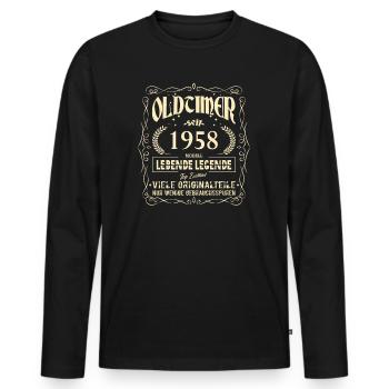 Oldtimer 1958 Geburtstag Lebende Legende Vintage - Männer Premium Bio Langarmshirt - Schwarz - Vorne - Nico (187cm)