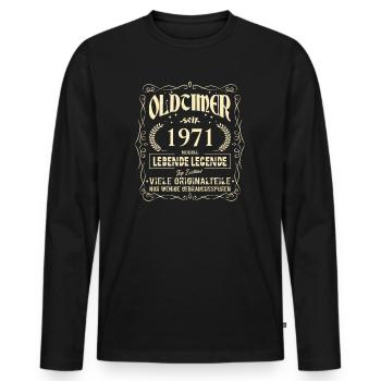 Oldtimer 1971 Geburtstag Lebende Legende Vintage - Männer Premium Bio Langarmshirt - Schwarz - Vorne - Nico (187cm)