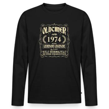 Oldtimer 1974 Geburtstag Lebende Legende Vintage - Männer Premium Bio Langarmshirt - Schwarz - Vorne - Nico (187cm)