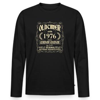 Oldtimer 1976 Geburtstag Lebende Legende Vintage - Männer Premium Bio Langarmshirt - Schwarz - Vorne - Nico (187cm)