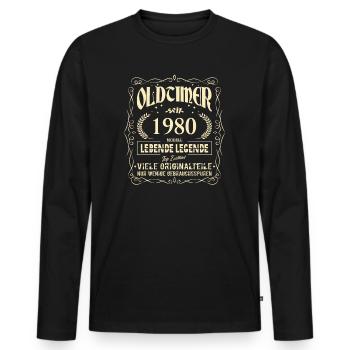 Oldtimer 1980 Geburtstag Lebende Legende Vintage - Männer Premium Bio Langarmshirt - Schwarz - Vorne - Nico (187cm)