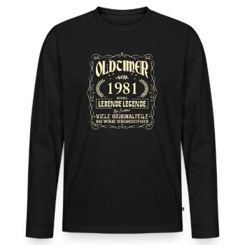 Oldtimer 1981 Geburtstag Lebende Legende Vintage - Männer Premium Bio Langarmshirt - Schwarz - Vorne - Nico (187cm)