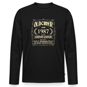 Oldtimer 1987 Geburtstag Lebende Legende Vintage - Männer Premium Bio Langarmshirt - Schwarz - Vorne - Nico (187cm)