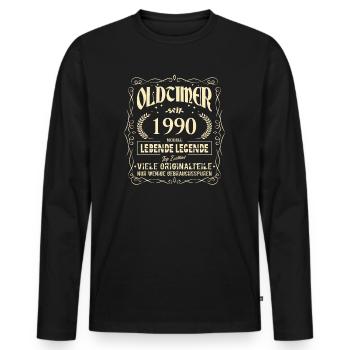 Oldtimer 1990 Geburtstag Lebende Legende Vintage - Männer Premium Bio Langarmshirt - Schwarz - Vorne - Nico (187cm)