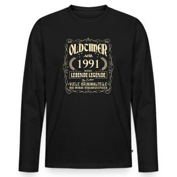 Oldtimer 1991 Geburtstag Lebende Legende Vintage - Männer Premium Bio Langarmshirt - Schwarz - Vorne - Nico (187cm)