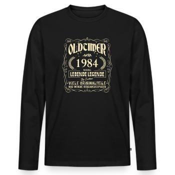 Oldtimer 1984 Geburtstag Lebende Legende Vintage - Männer Premium Bio Langarmshirt - Schwarz - Vorne - Nico (187cm)