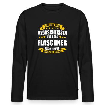 Ich Bin Kein Klugscheisser Flaschner Rohrleger - Männer Premium Bio Langarmshirt - Schwarz - Vorne - Nico (187cm)