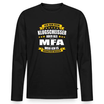 Ich Bin Kein Klugscheisser MFA Arzthelferin - Männer Premium Bio Langarmshirt - Schwarz - Vorne - Nico (187cm)