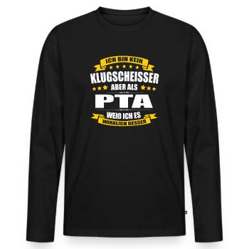 Ich Bin Kein Klugscheisser PTA Assistent - Männer Premium Bio Langarmshirt - Schwarz - Vorne - Nico (187cm)