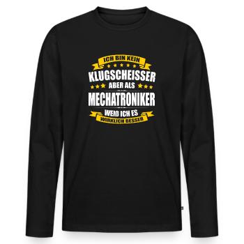 Ich Bin Kein Klugscheisser Mechatroniker Geselle - Männer Premium Bio Langarmshirt - Schwarz - Vorne - Nico (187cm)