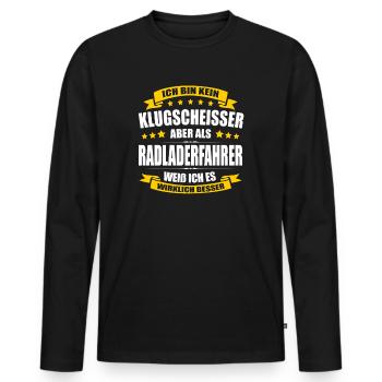Ich Bin Kein Klugscheisser Radladerfahrer Erdbau - Männer Premium Bio Langarmshirt - Schwarz - Vorne - Nico (187cm)