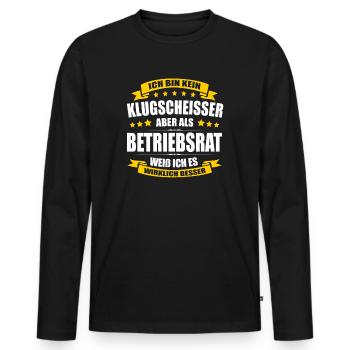 Ich Bin Kein Klugscheisser Betriebsrat Spruch Fun - Männer Premium Bio Langarmshirt - Schwarz - Vorne - Nico (187cm)