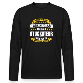 Ich Bin Kein Klugscheisser Stuckateur Meister - Männer Premium Bio Langarmshirt - Schwarz - Vorne - Nico (187cm)