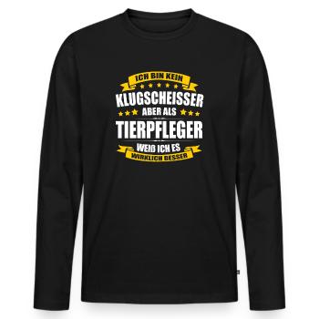 Ich Bin Kein Klugscheisser Tierpfleger Tierpflege - Männer Premium Bio Langarmshirt - Schwarz - Vorne - Nico (187cm)