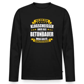 Ich Bin Kein Klugscheisser Betonbauer Betonbau - Männer Premium Bio Langarmshirt - Schwarz - Vorne - Nico (187cm)