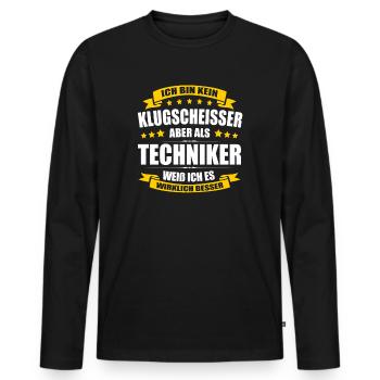 Ich Bin Kein Klugscheisser Techniker Prüfung - Männer Premium Bio Langarmshirt - Schwarz - Vorne - Nico (187cm)