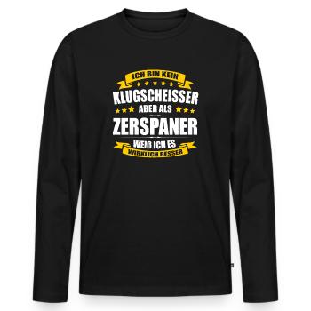 Ich Bin Kein Klugscheisser Zerspaner - Männer Premium Bio Langarmshirt - Schwarz - Vorne - Nico (187cm)