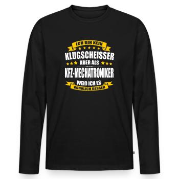 Ich Bin Kein Klugscheisser KFZ-Mechatroniker KFZ - Männer Premium Bio Langarmshirt - Schwarz - Vorne - Nico (187cm)