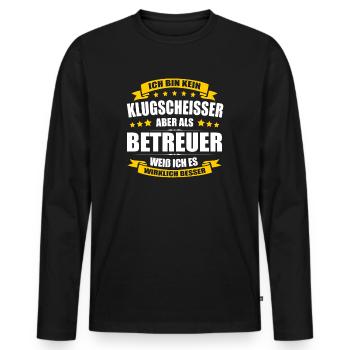 Ich Bin Kein Klugscheisser Betreuer Pflege - Männer Premium Bio Langarmshirt - Schwarz - Vorne - Nico (187cm)