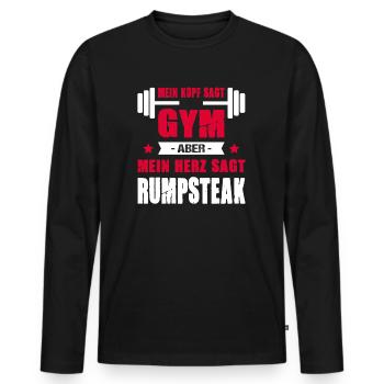 Mein Kopf Sagt Gym Aber Mein Herz Sagt Rumpsteak - Männer Premium Bio Langarmshirt - Schwarz - Vorne - Nico (187cm)