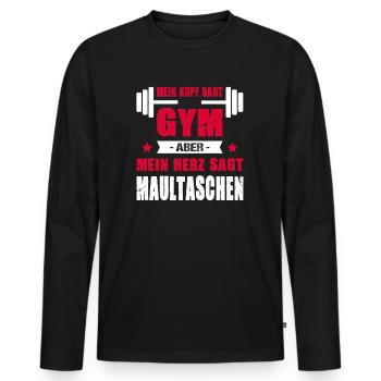 Mein Kopf Sagt Gym Aber Mein Herz Sagt Maultaschen - Männer Premium Bio Langarmshirt - Schwarz - Vorne - Nico (187cm)