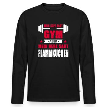 Mein Kopf Sagt Gym Aber Mein Herz Sagt Flammkuchen - Männer Premium Bio Langarmshirt - Schwarz - Vorne - Nico (187cm)