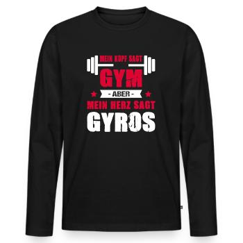 Mein Kopf Sagt Gym Mein Herz Sagt Gyros Cheatday - Männer Premium Bio Langarmshirt - Schwarz - Vorne - Nico (187cm)