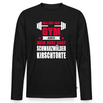 Gym Mein Herz Sagt Schwarzwälder Kirschtorte - Männer Premium Bio Langarmshirt - Schwarz - Vorne - Nico (187cm)