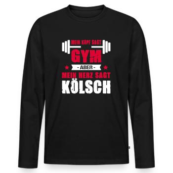 Mein Kopf Sagt Gym Aber Mein Herz Sagt Kölsch Bier - Männer Premium Bio Langarmshirt - Schwarz - Vorne - Nico (187cm)