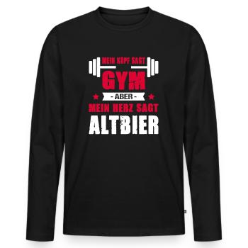 Mein Kopf Sagt Gym Mein Herz Sagt Altbier Cheatday - Männer Premium Bio Langarmshirt - Schwarz - Vorne - Nico (187cm)