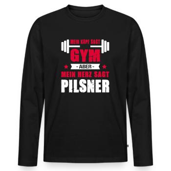 Mein Kopf Sagt Gym Aber Mein Herz Sagt Pilsner - Männer Premium Bio Langarmshirt - Schwarz - Vorne - Nico (187cm)