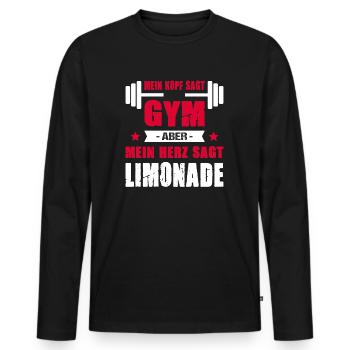 Mein Kopf Sagt Gym Aber Mein Herz Sagt Limonade - Männer Premium Bio Langarmshirt - Schwarz - Vorne - Nico (187cm)