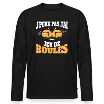 Humour Pétanque Jeu Boules Pétanque - T-shirt manches longues Premium bio Homme - noir - Devant - Nico (187cm)