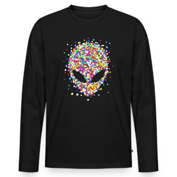 Extraterrestre de confettis - T-shirt manches longues Premium bio Homme - noir - Devant - Nico (187cm)