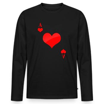 As de cœur - T-shirt manches longues Premium bio Homme - noir - Devant - Nico (187cm)