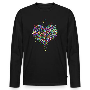 Coeur de confettis - T-shirt manches longues Premium bio Homme - noir - Devant - Nico (187cm)