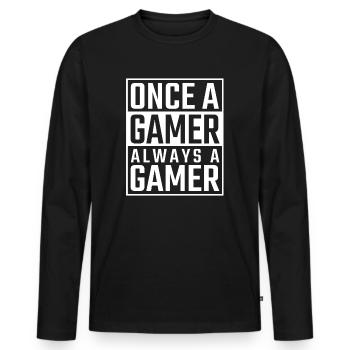 Once a Gamer Always a Gamer Gamer Geschenk - T-shirt manches longues Premium bio Homme - noir - Devant - Nico (187cm)