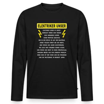 Les électriciens notre - T-shirt manches longues Premium bio Homme - noir - Devant - Nico (187cm)