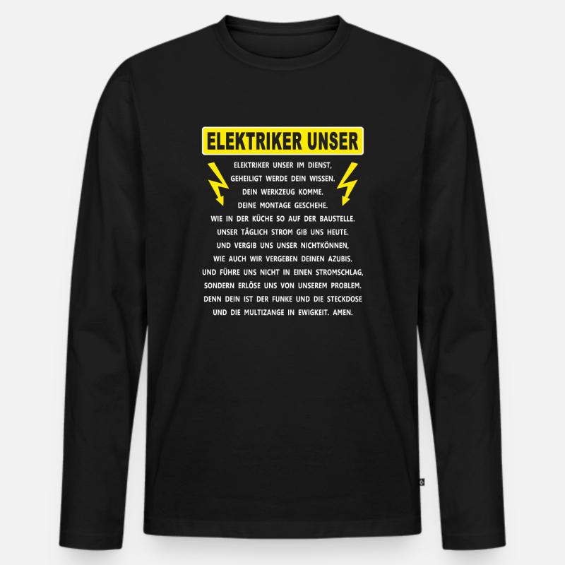 Elektriker unser - Männer Premium Bio Langarmshirt - Schwarz