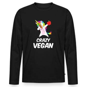 Licorne dabbing vegan folle - T-shirt manches longues Premium bio Homme - noir - Devant - Nico (187cm)