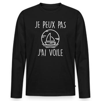 Je peux pas j'ai voile - T-shirt manches longues Premium bio Homme - noir - Devant - Nico (187cm)