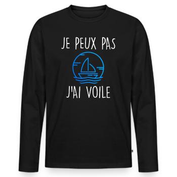 Je peux pas j'ai voile - T-shirt manches longues Premium bio Homme - noir - Devant - Nico (187cm)
