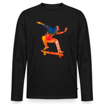 skateboard - Men's Premium Organic Long Sleeve Shirt - black - Front - Nico (187cm)