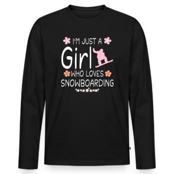 Ich bin nur ein Mädchen, das Snowboarden liebt - Männer Premium Bio Langarmshirt - Schwarz - Vorne - Nico (187cm)
