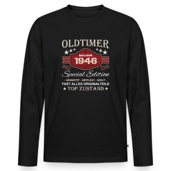 Oldtimer Baujahr 1946 Opa Vintage - Männer Premium Bio Langarmshirt - Schwarz - Vorne - Nico (187cm)