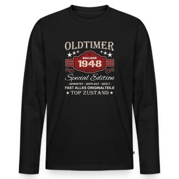 Oldtimer Baujahr 1948 Opa Vintage - Männer Premium Bio Langarmshirt - Schwarz - Vorne - Nico (187cm)