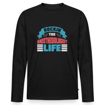 Rockin L’anesthésiste Infirmière de vie Anesthésie - T-shirt manches longues Premium bio Homme - noir - Devant - Nico (187cm)