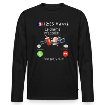 Le cinéma M appelle Faut que j y aille - T-shirt manches longues Premium bio Homme - noir - Devant - Nico (187cm)